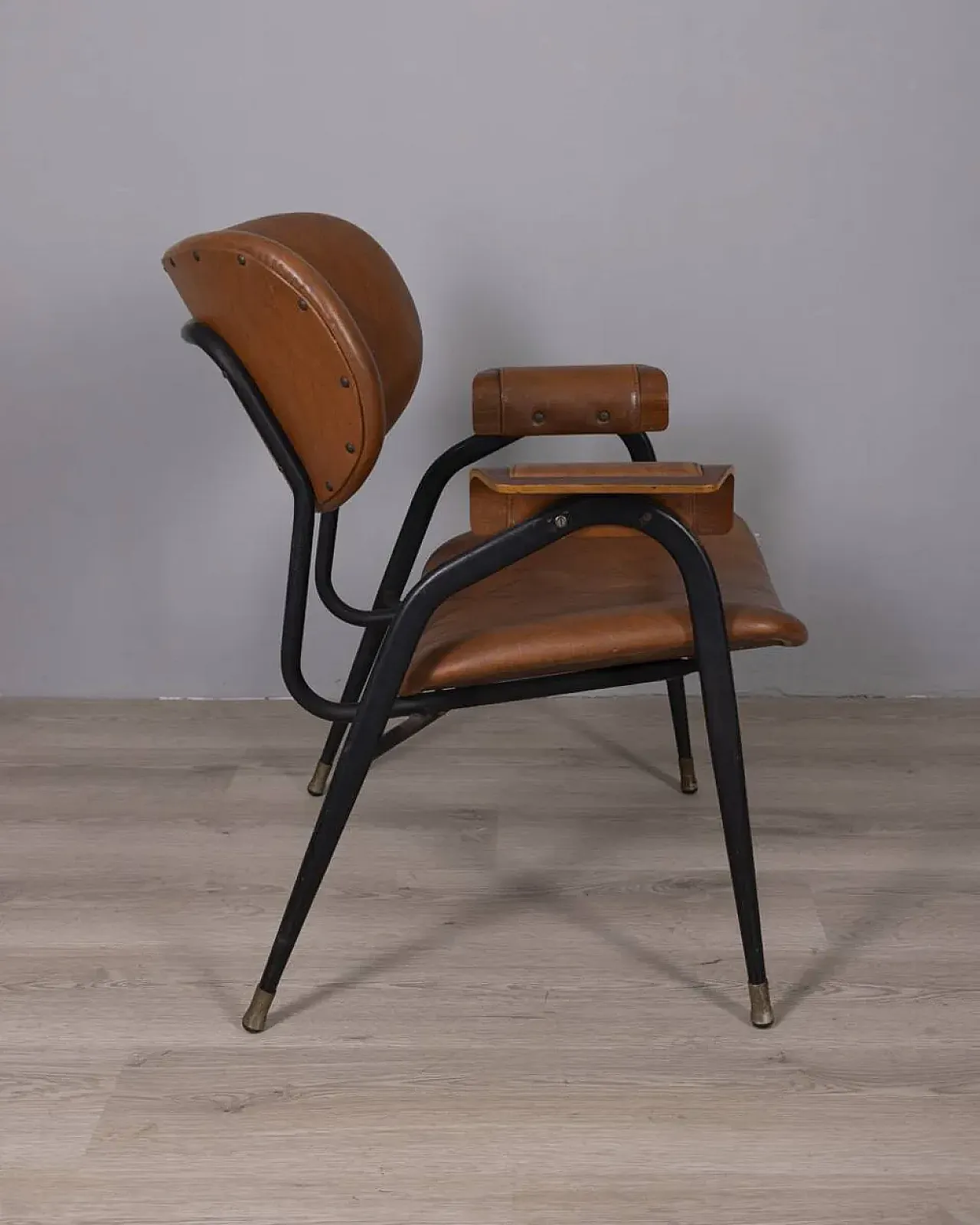 Sedia in pelle di Gastone Rinaldi per Rima, anni '50 10
