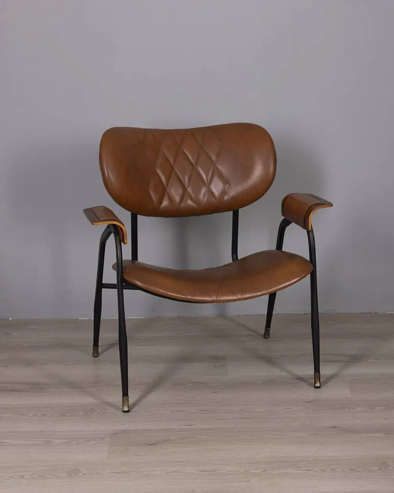 Sedia in pelle di Gastone Rinaldi per Rima, anni '50 14