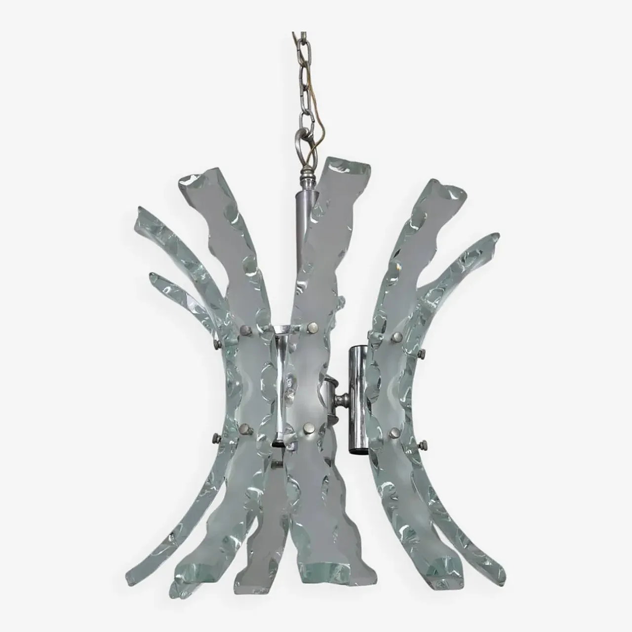 Worked glass chandelier by Zeroquattro, 1970s 1