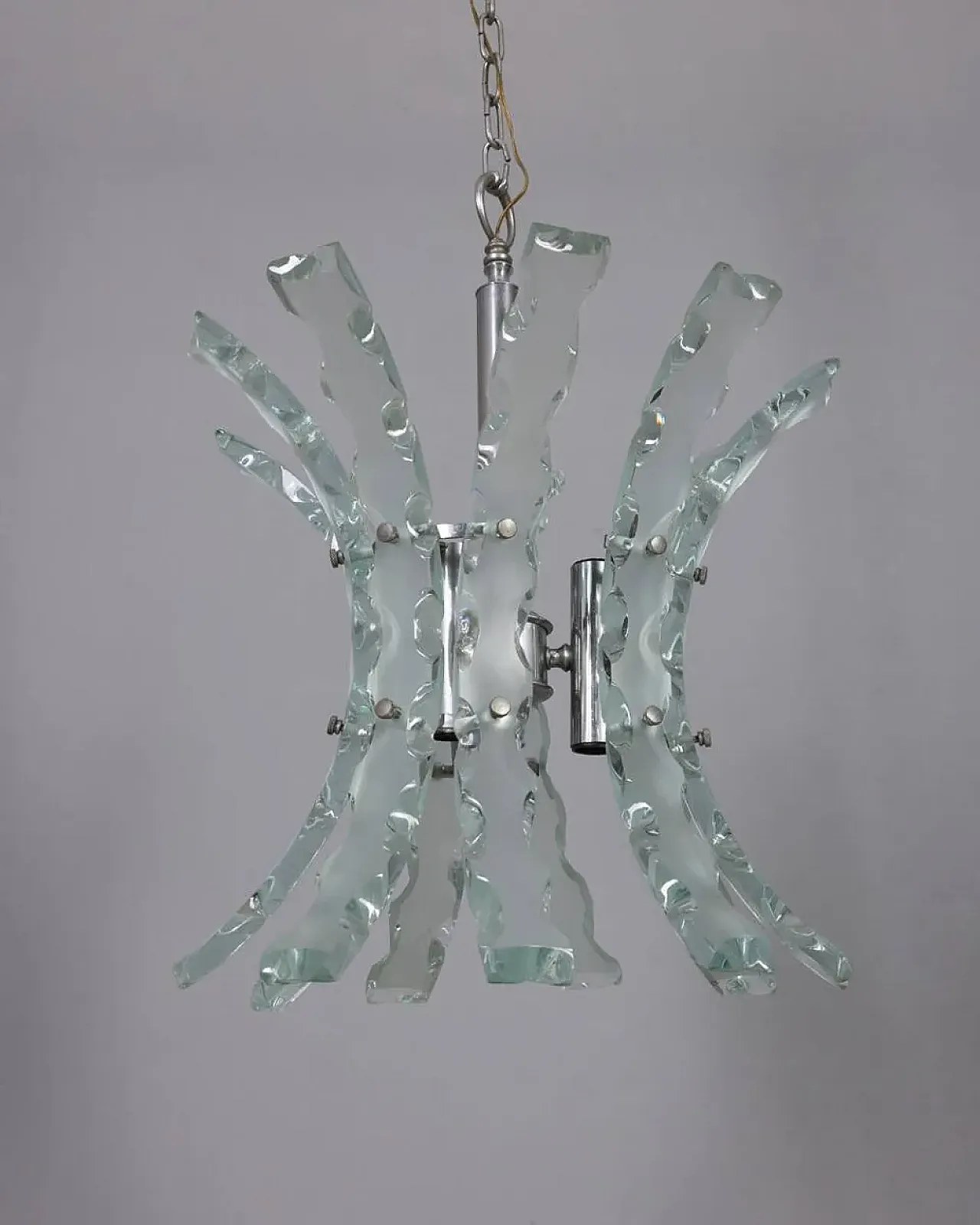 Worked glass chandelier by Zeroquattro, 1970s 2