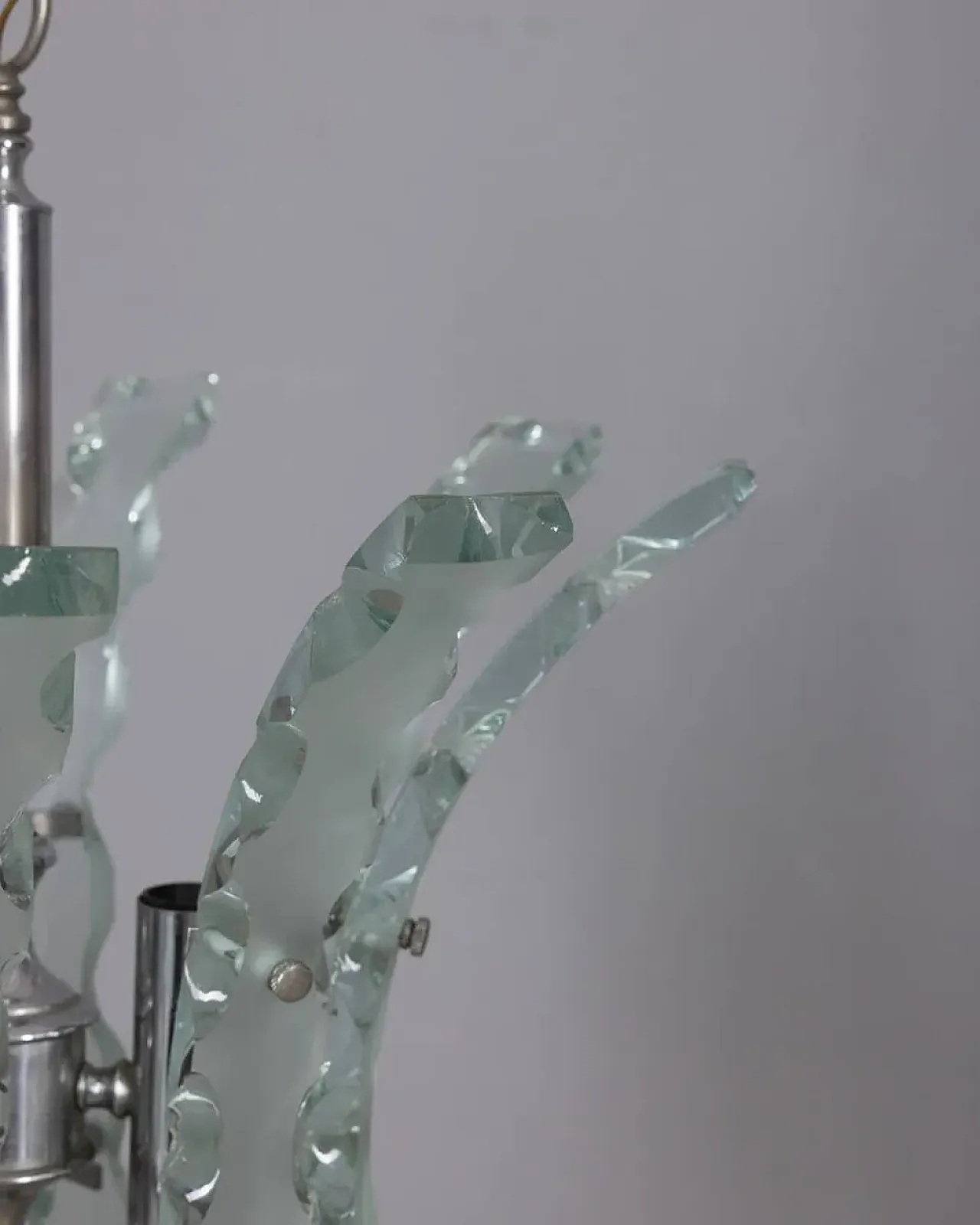 Worked glass chandelier by Zeroquattro, 1970s 3