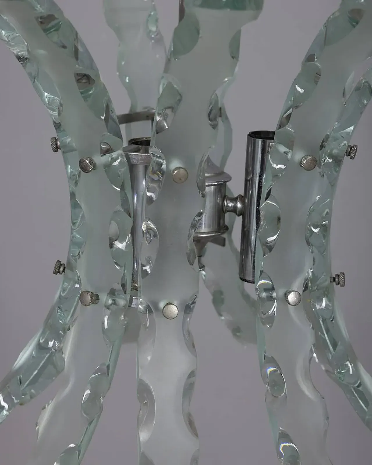 Worked glass chandelier by Zeroquattro, 1970s 4