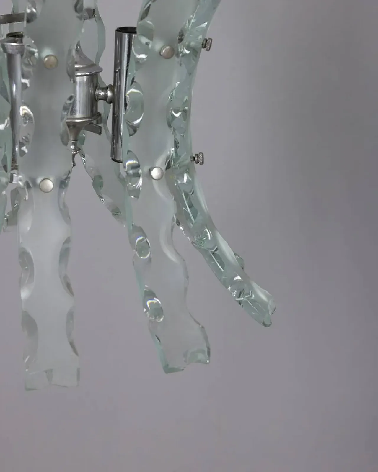 Worked glass chandelier by Zeroquattro, 1970s 5