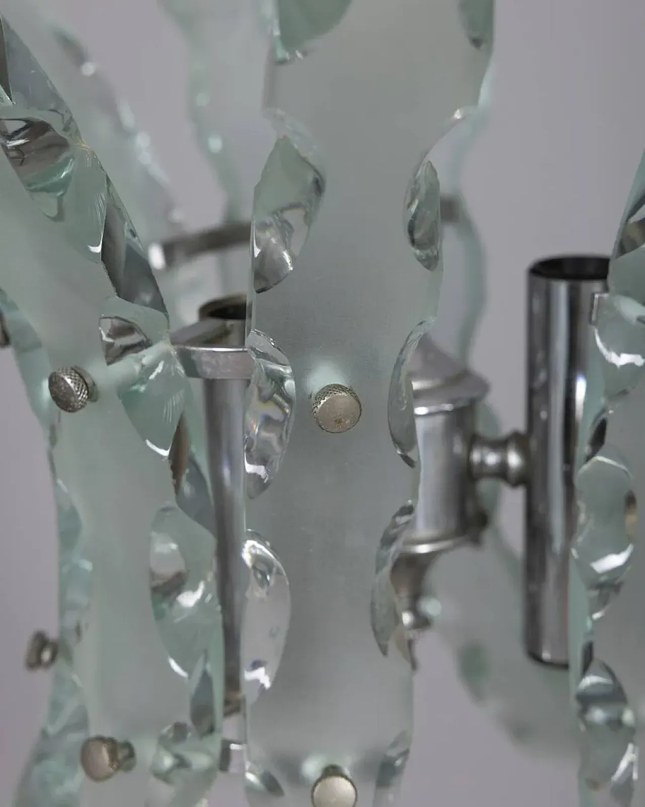 Worked glass chandelier by Zeroquattro, 1970s 6