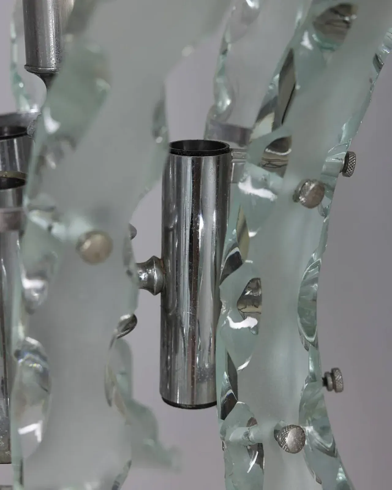 Worked glass chandelier by Zeroquattro, 1970s 7
