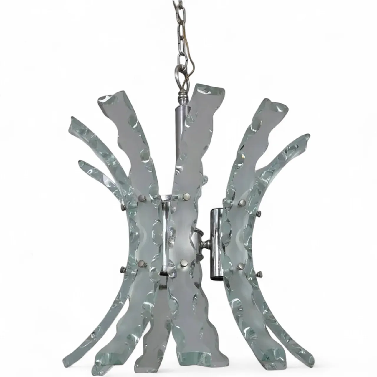 Worked glass chandelier by Zeroquattro, 1970s 10