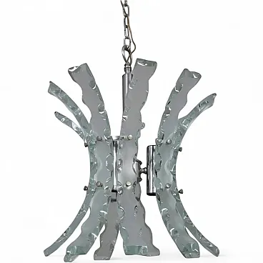 Worked glass chandelier by Zeroquattro, 1970s