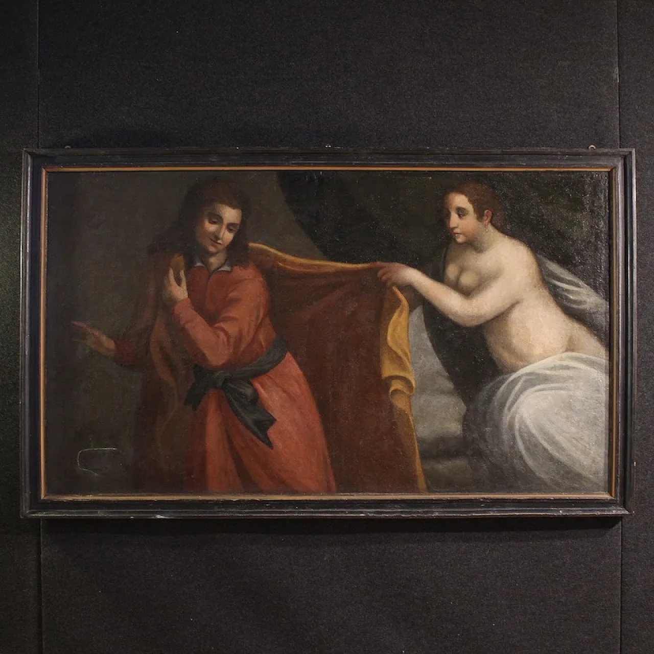 Dipinto italiano Giuseppe e la moglie di Putifarre, '600 1