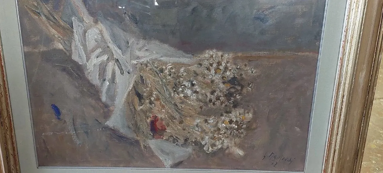 Giuseppe Manfredi, still life with flowers, oil on panel, 1970s 4