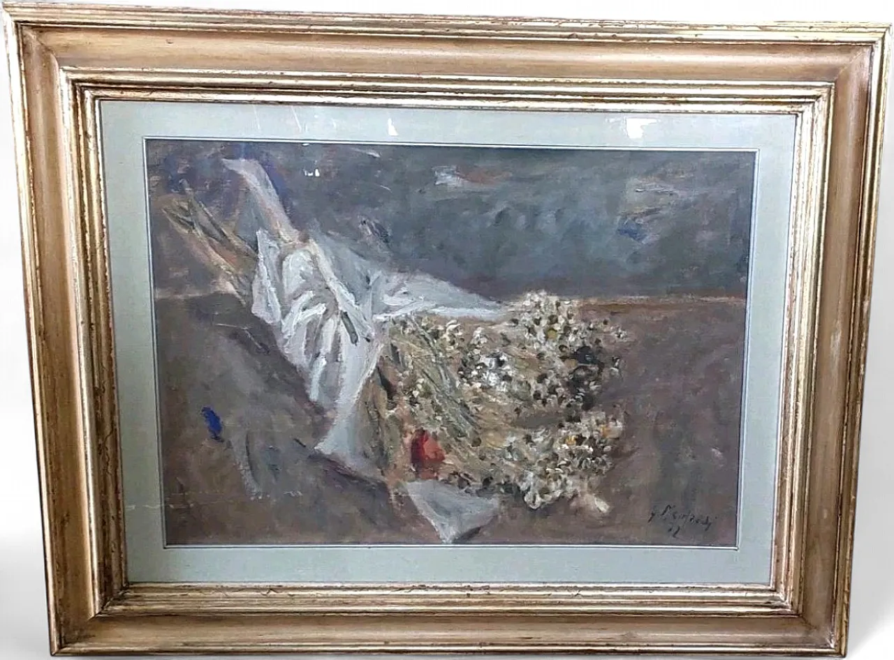 Giuseppe Manfredi, still life with flowers, oil on panel, 1970s 11