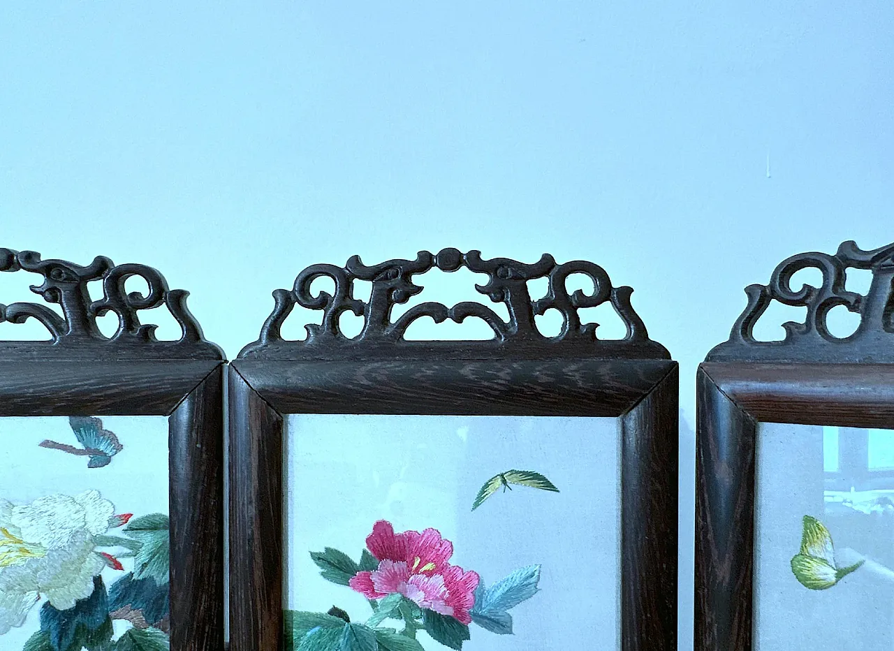 Double-sided tabletop screen, Suzhou silk embroidery, 1950s 3