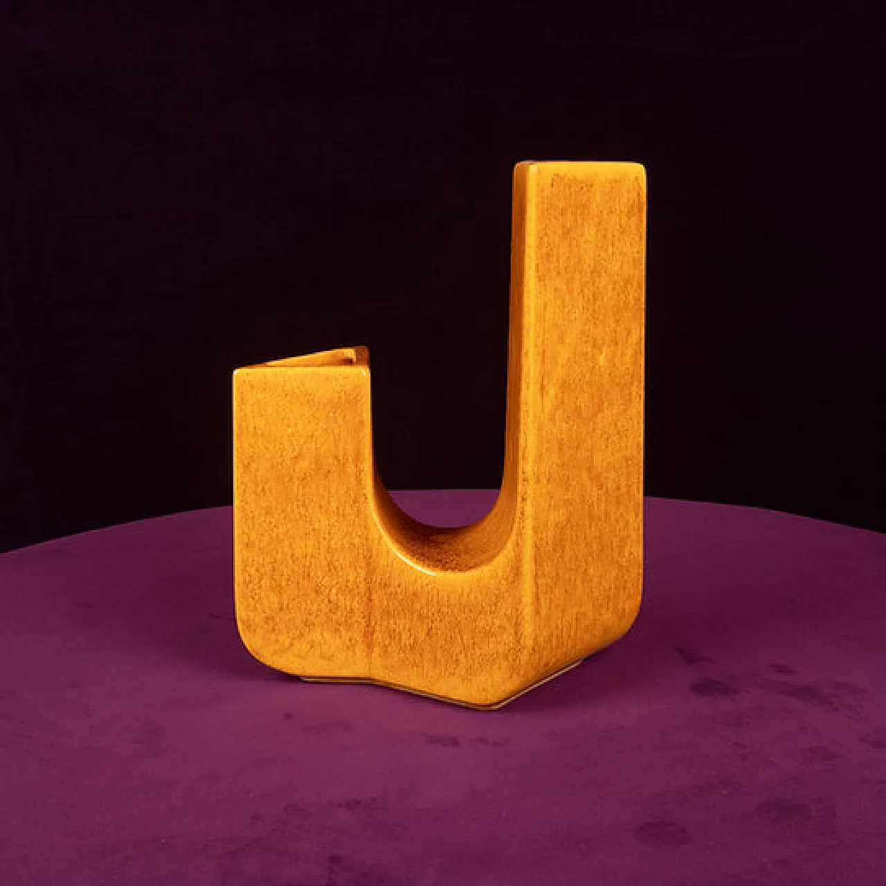 Sculptural amber ceramic Space Age vase, 1970s 1