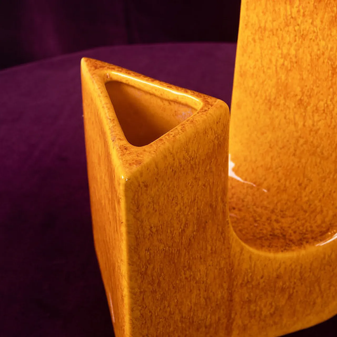 Sculptural amber ceramic Space Age vase, 1970s 2