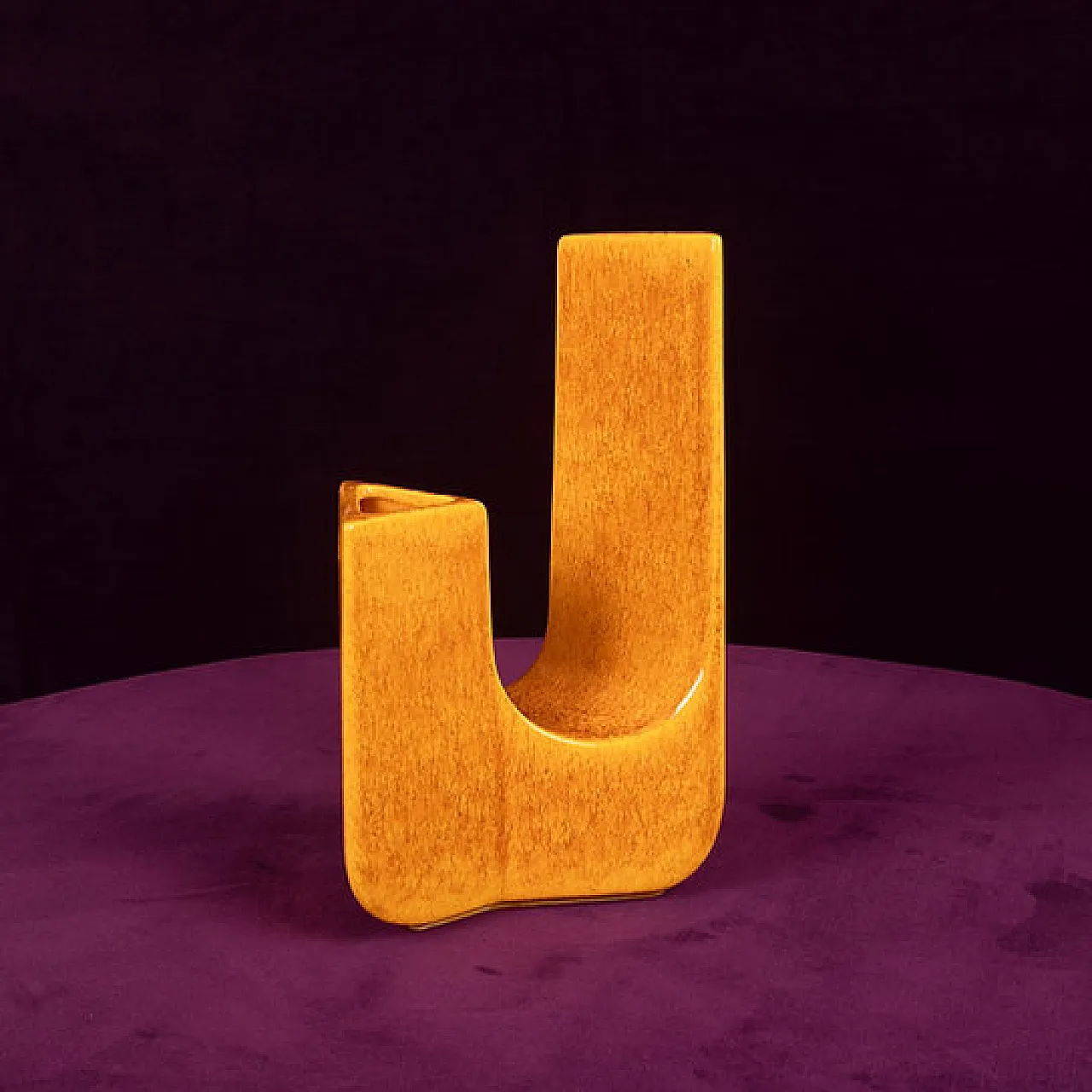 Sculptural amber ceramic Space Age vase, 1970s 3