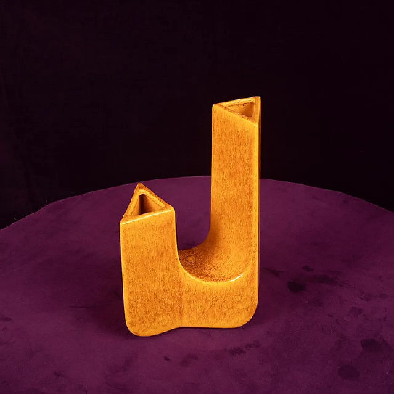 Sculptural amber ceramic Space Age vase, 1970s 4