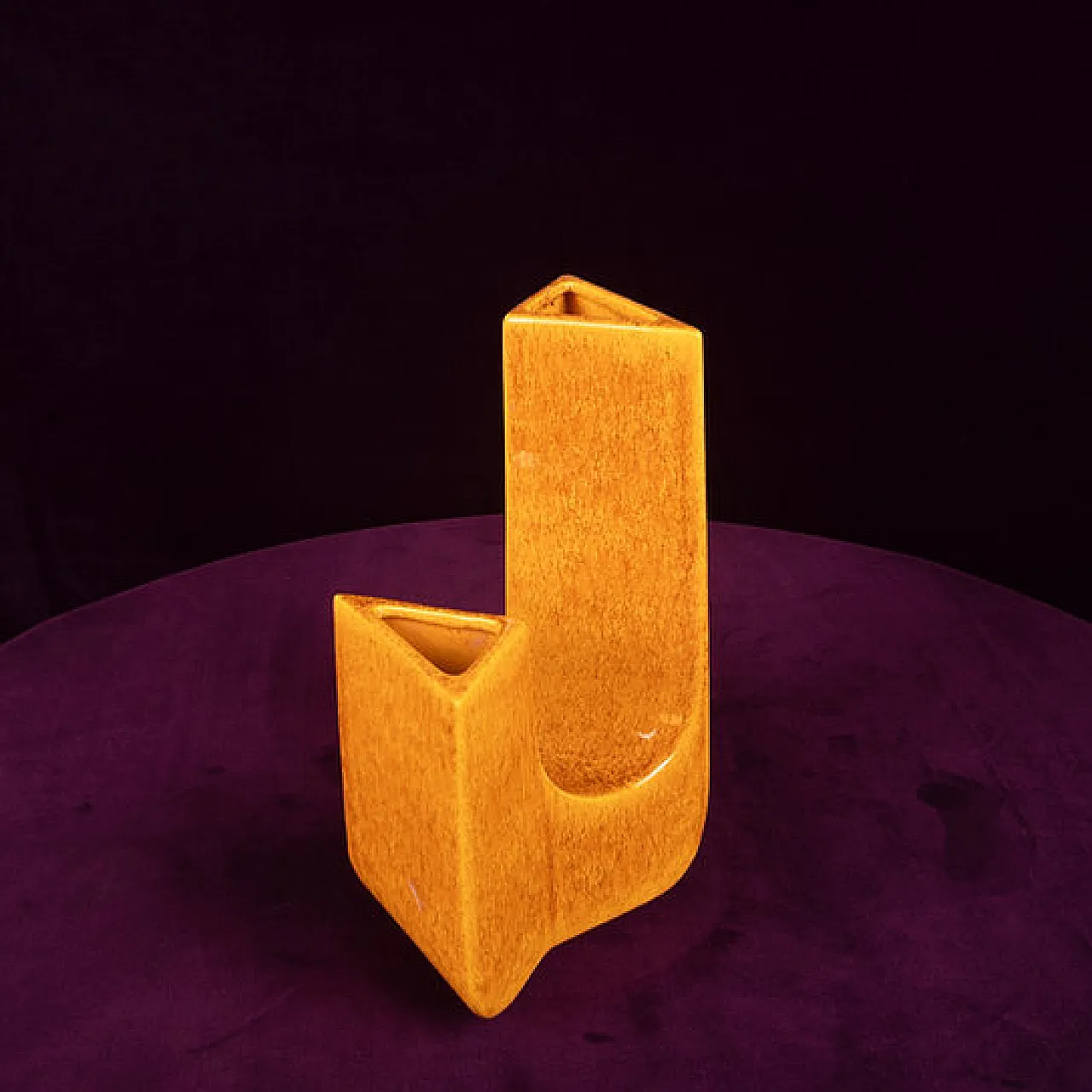 Sculptural amber ceramic Space Age vase, 1970s 5