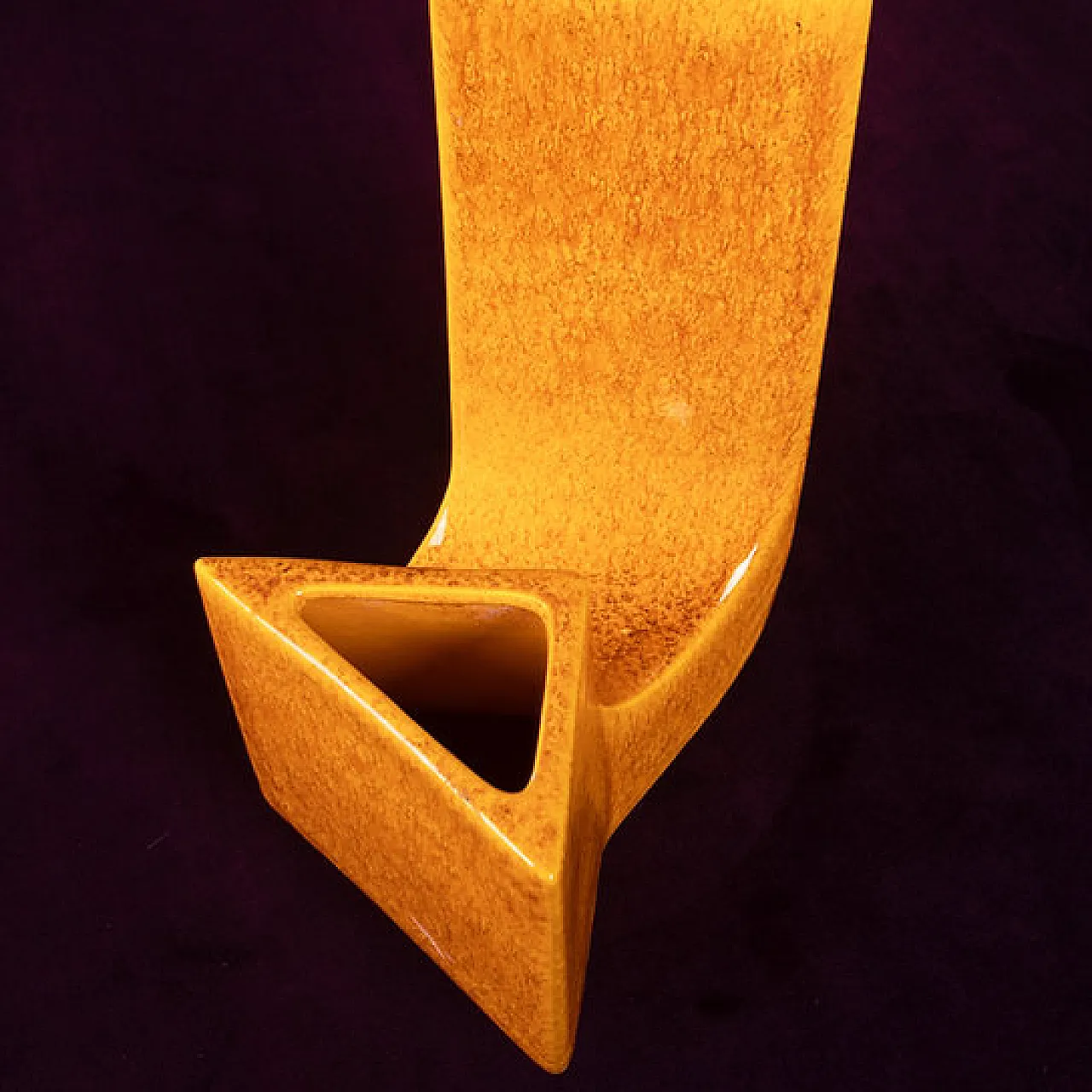 Sculptural amber ceramic Space Age vase, 1970s 6