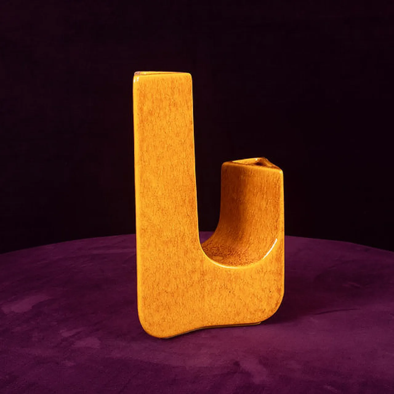 Sculptural amber ceramic Space Age vase, 1970s 7
