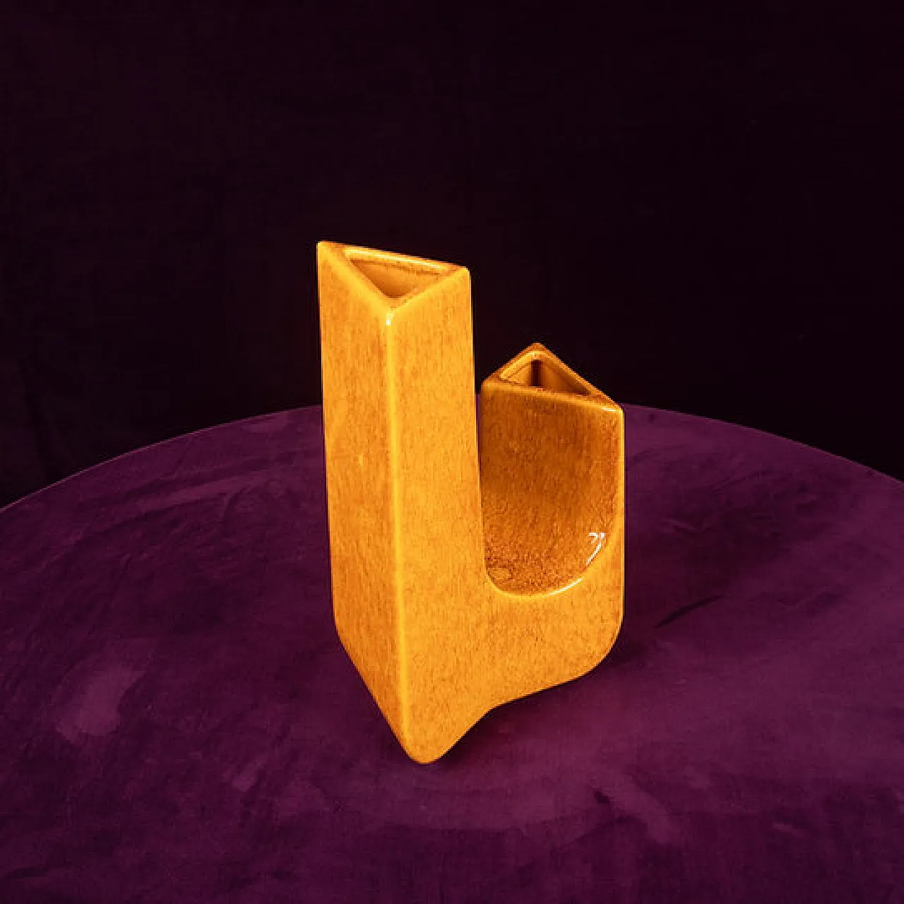 Sculptural amber ceramic Space Age vase, 1970s 8