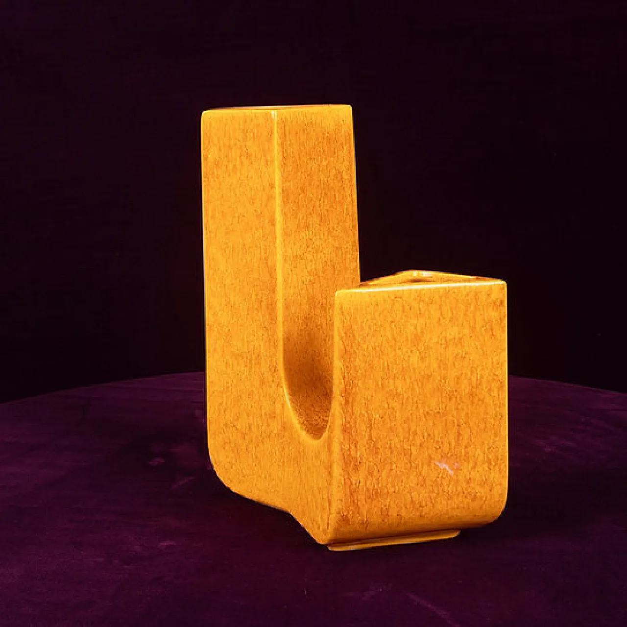 Sculptural amber ceramic Space Age vase, 1970s 9