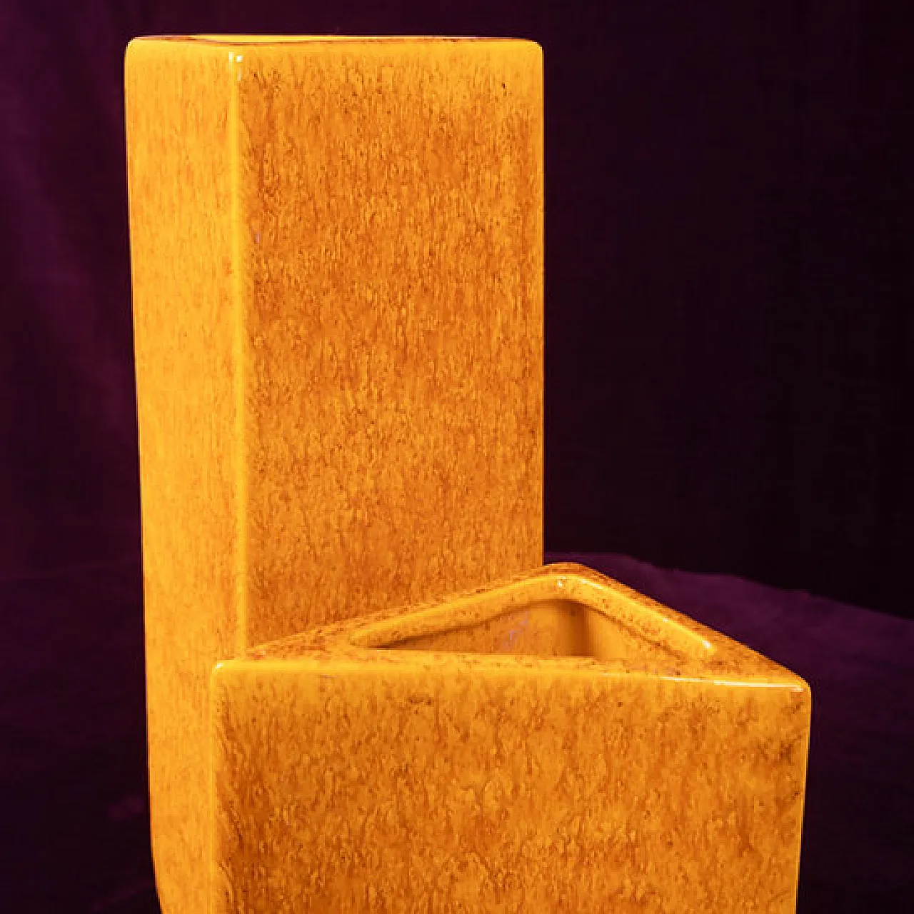 Sculptural amber ceramic Space Age vase, 1970s 12