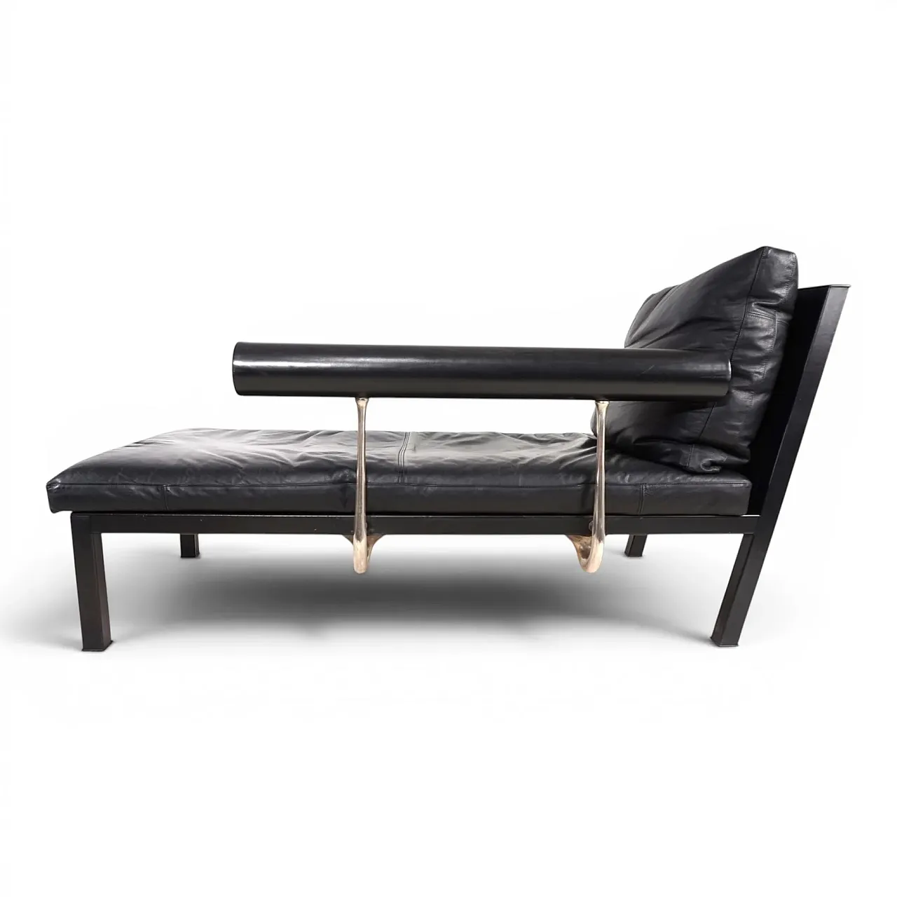 Leather chaise lounge by Antonio Citterio for B&B Italia Baisity, 1980 1