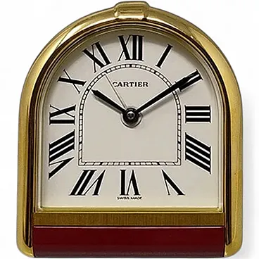 Cartier Romane 18K Gold alarm clock, 1980s