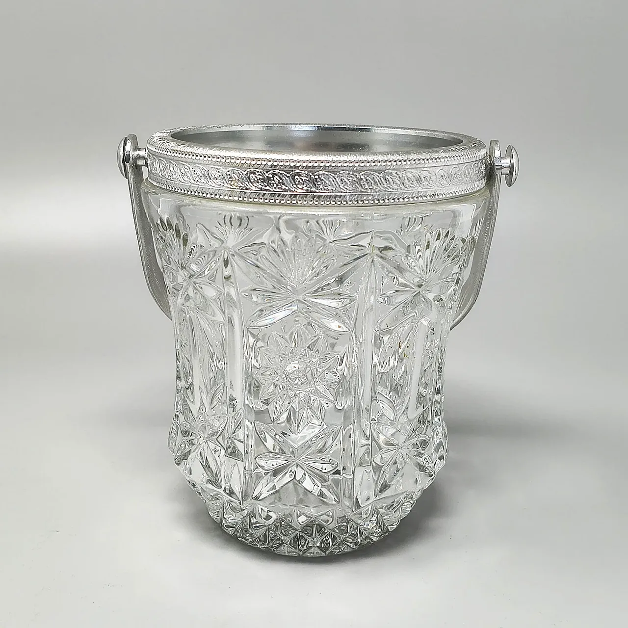 Mid-Century cut crystal & brushed metal cocktail Set by Arir, 1960s 6