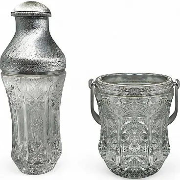 Mid-Century cut crystal & brushed metal cocktail Set by Arir, 1960s