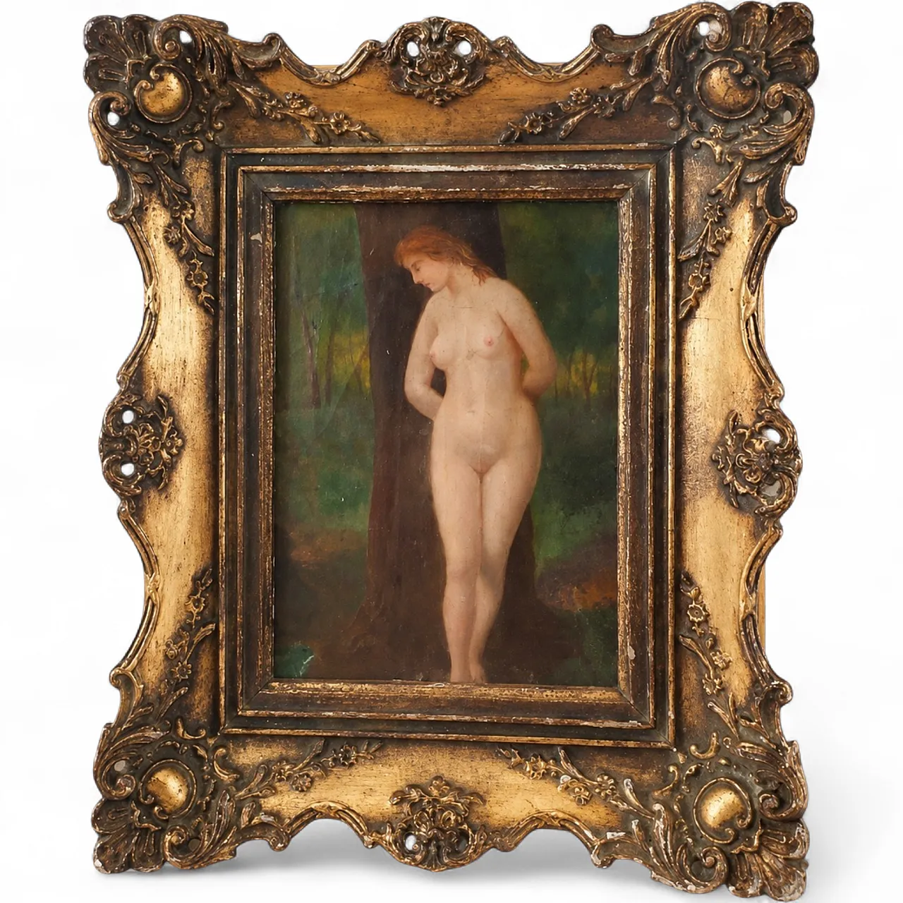 Nude in Forest - French School, Oil on Wood, 18th Century 14