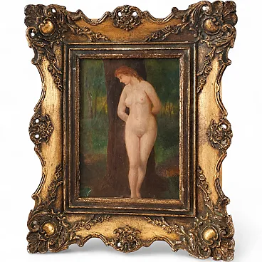 Nude in Forest - French School, Oil on Wood, 18th Century