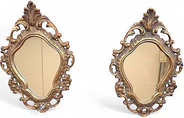 Pair of small mirrors with carved frames, 30s