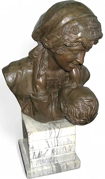 Maternity Bronze signed, early 20th century