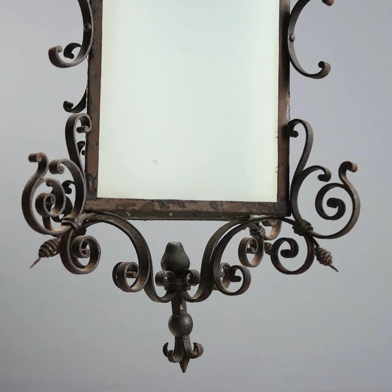 Lampadario a lanterna in ferro battuto, inizio '800 6