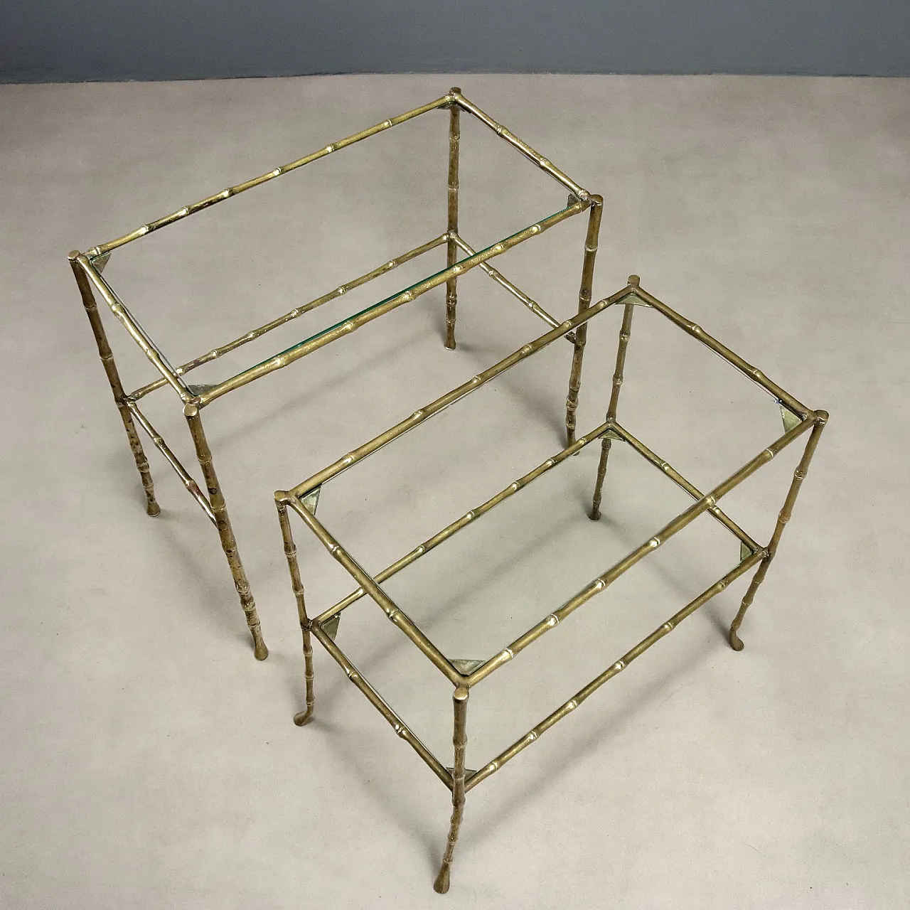 Pair of nest coffee tables with brass legs, 1960s 3