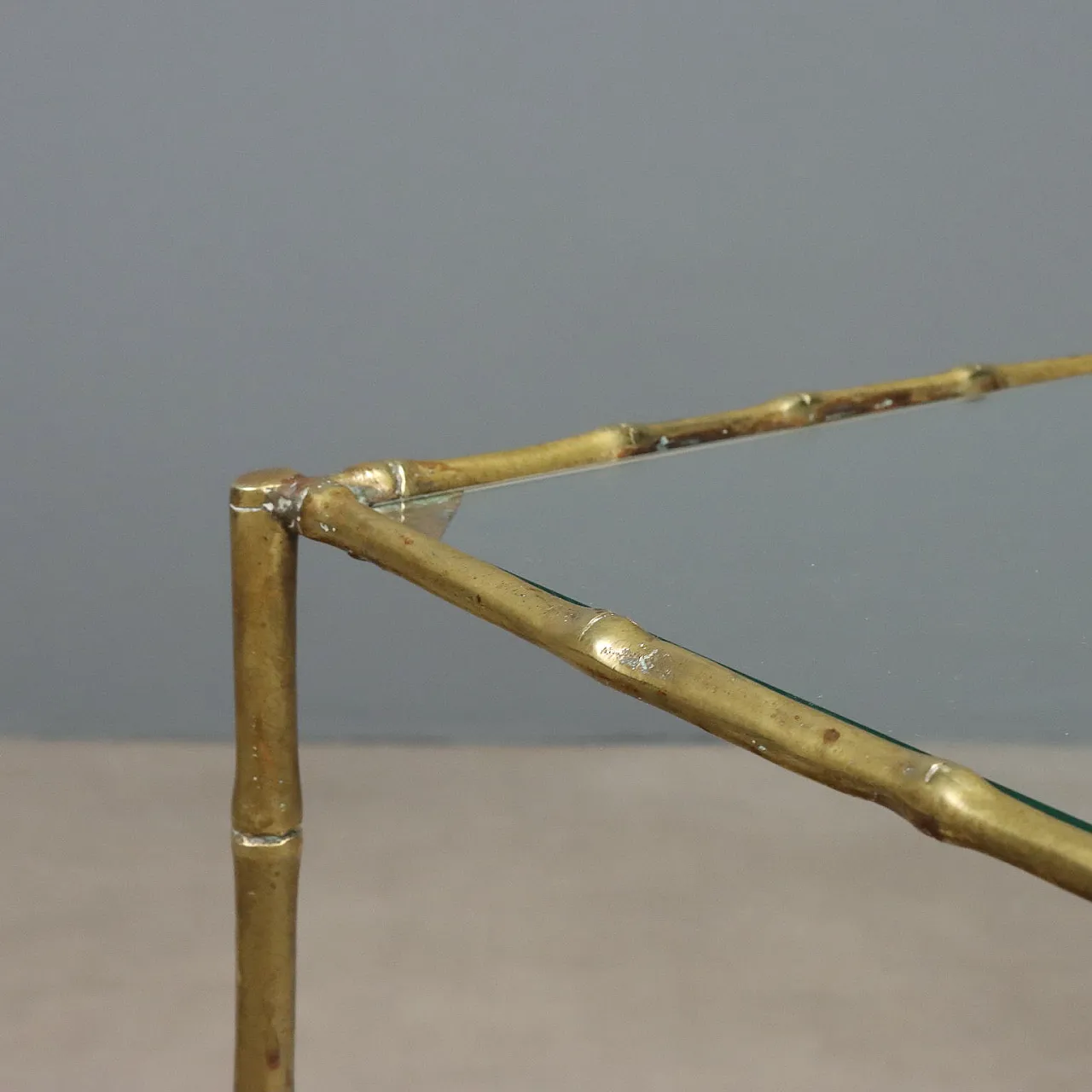 Pair of nest coffee tables with brass legs, 1960s 4