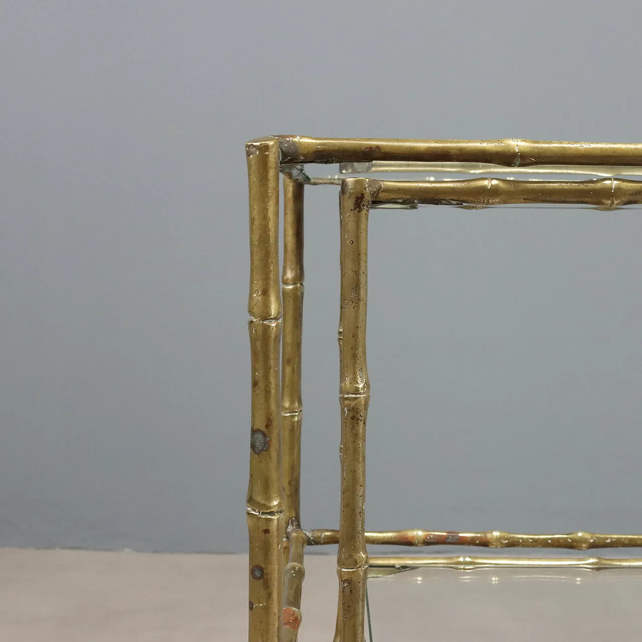 Pair of nest coffee tables with brass legs, 1960s 6