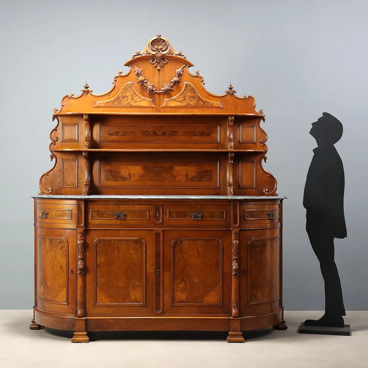 Umbertina sideboard in walnut and walnut root, 20th century 3