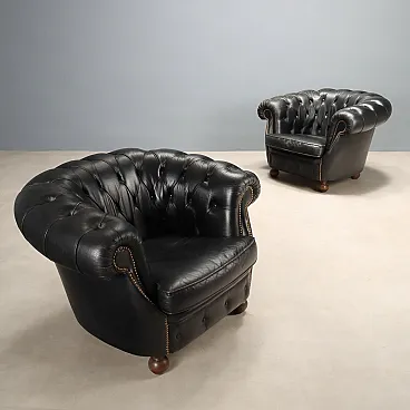 Pair of Chesterfield armchairs, 20th century