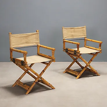 Pair of bamboo director's chairs, 1960s