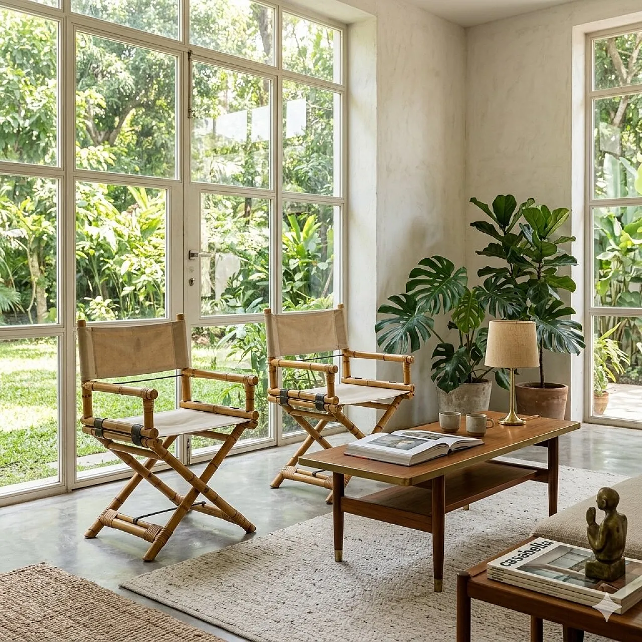 Pair of bamboo director's chairs, 1960s 2