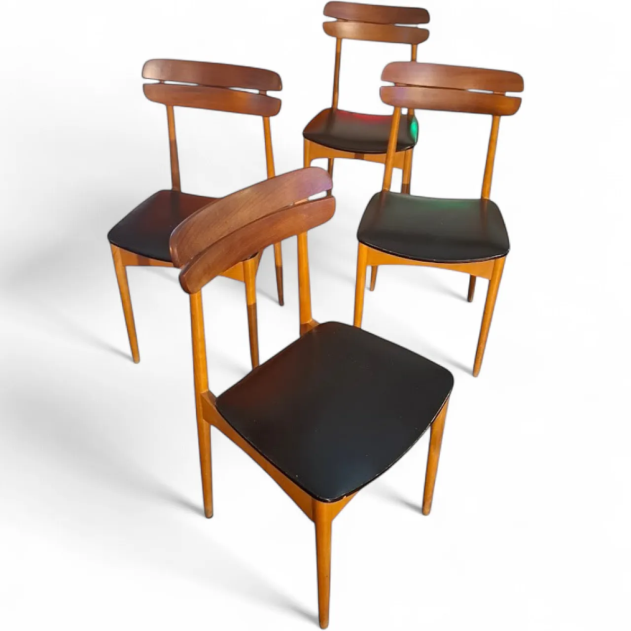 4 Mid Century teak chairs, 1960s 5