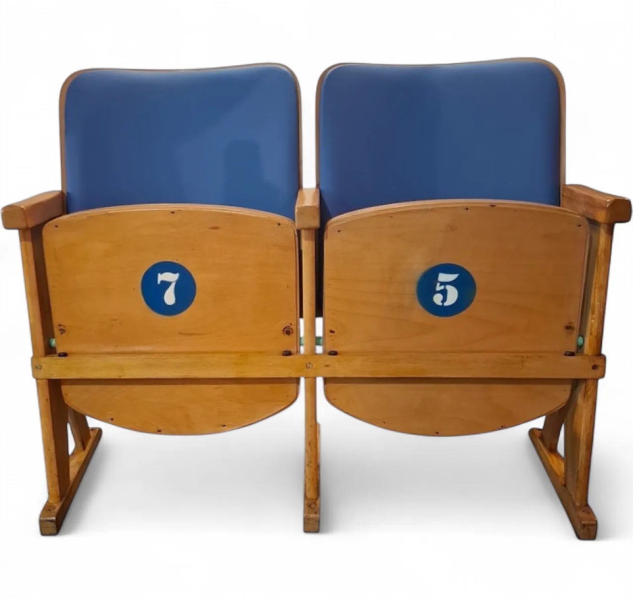 Pair of upholstered cinema chairs, 1960s 5