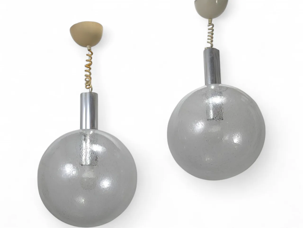 Coppia lampade a sospensione space age Flos, anni '70 12