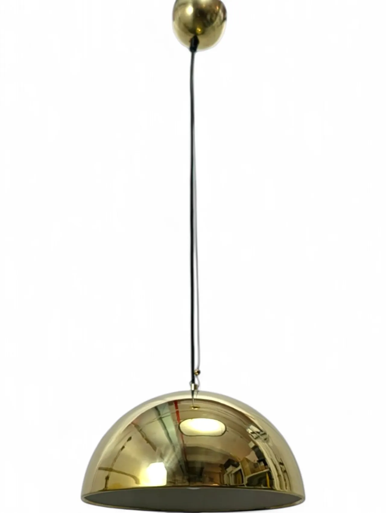 Lampada a sospensione a cupola in ottone anni 70 9