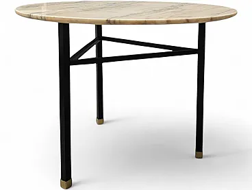 Round coffee table with marble base from the 1950s
