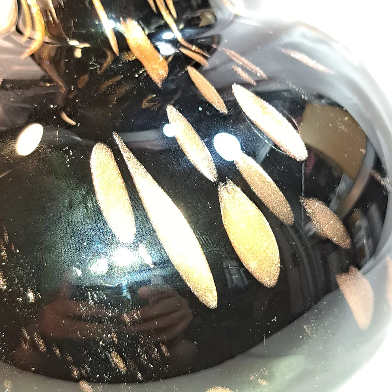 Black glass and aventurine vase attributable to Nason. 50s 6