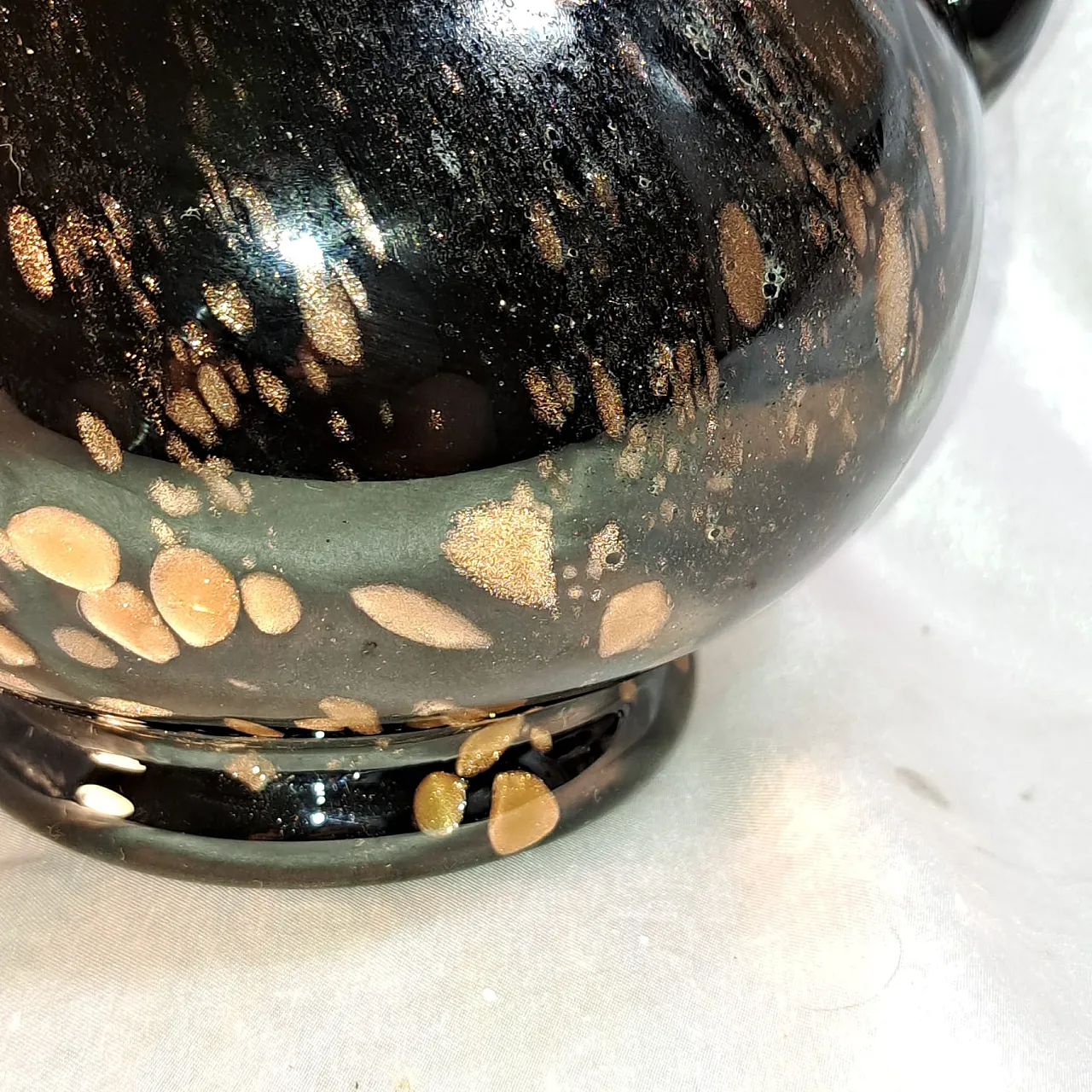 Black glass and aventurine vase attributable to Nason. 50s 7