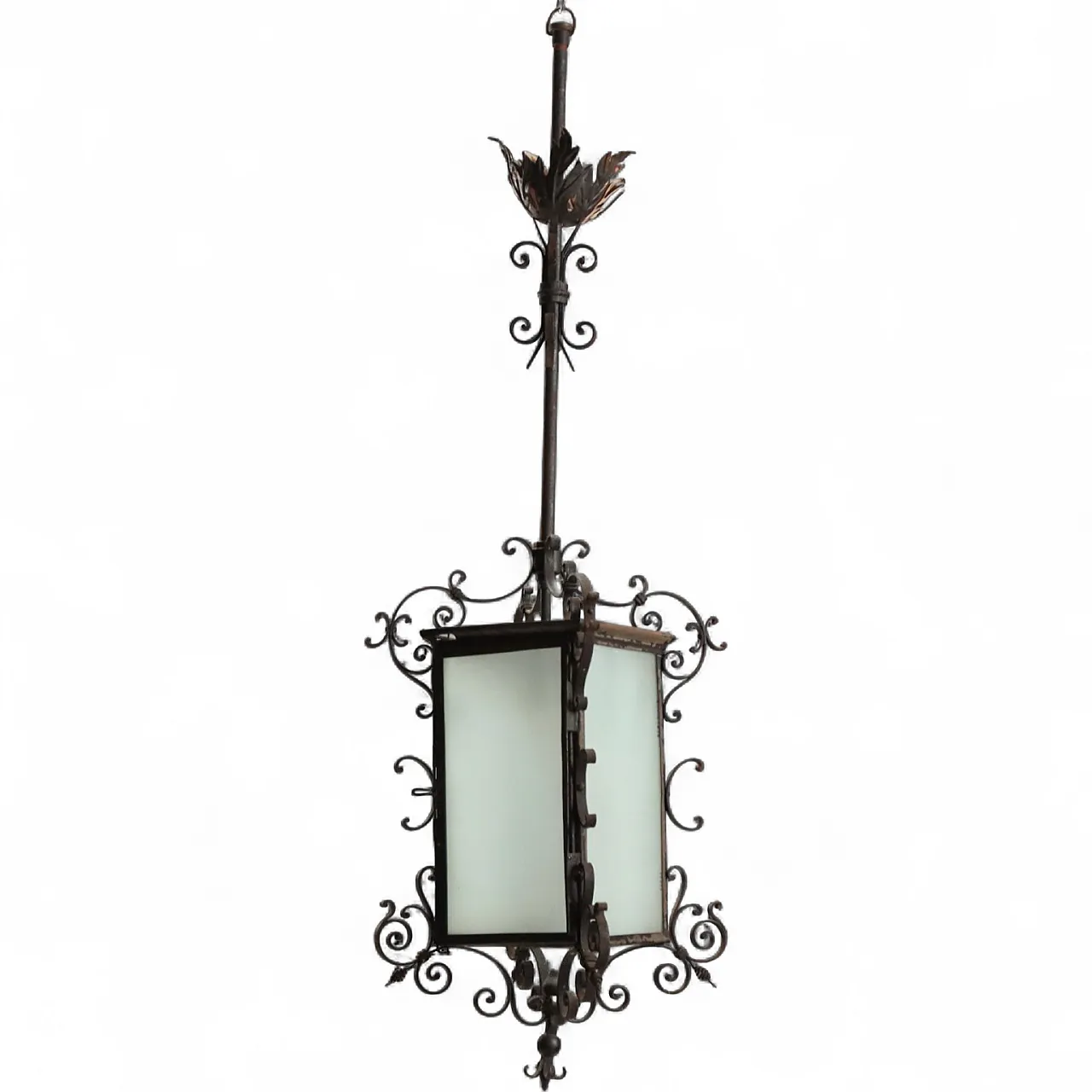 Lampadario a lanterna in ferro battuto, inizio '800 9