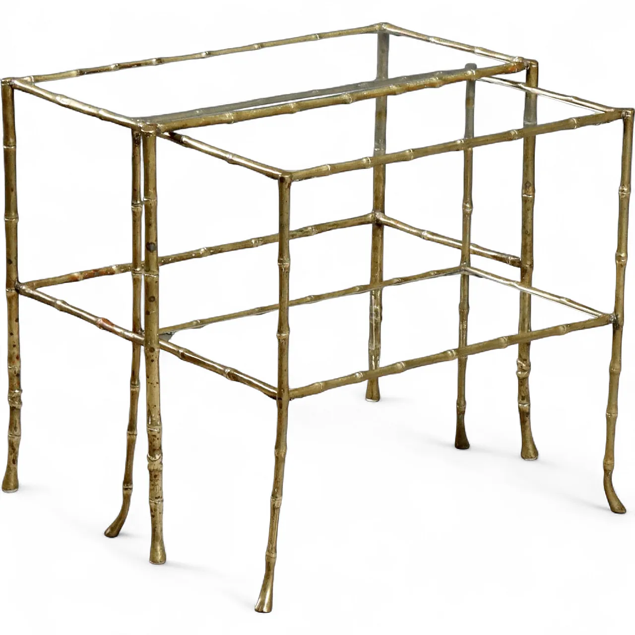 Pair of nest coffee tables with brass legs, 1960s 9